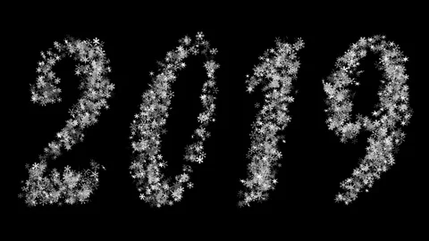 2019 new year formed from a cloud of flickering snowflakes and vice versa Stock Footage 94027189