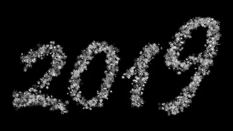 2019 new year formed from a cloud of flickering snowflakes and vice versa Stock Footage 94027388