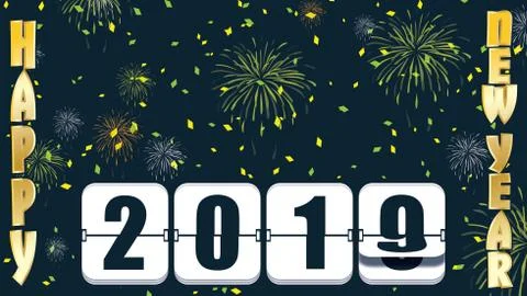 2019 New years Countdown clock changing numeral with festive background 库存插图
