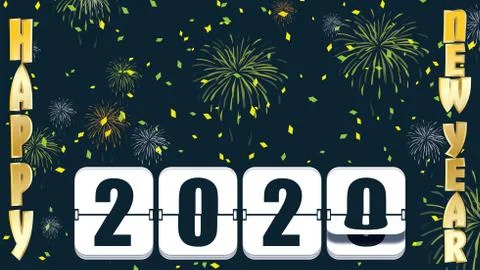 2019 New years Countdown clock changing numeral with festive background andty Stock Illustration