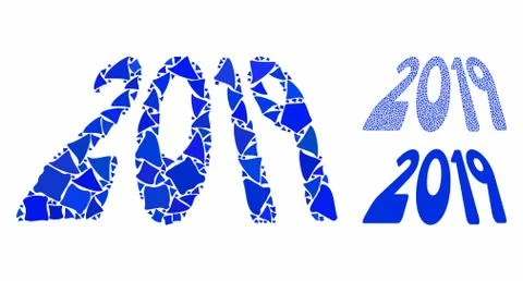 2019 perspective text Composition Icon of Ragged Parts 스톡 일러스트