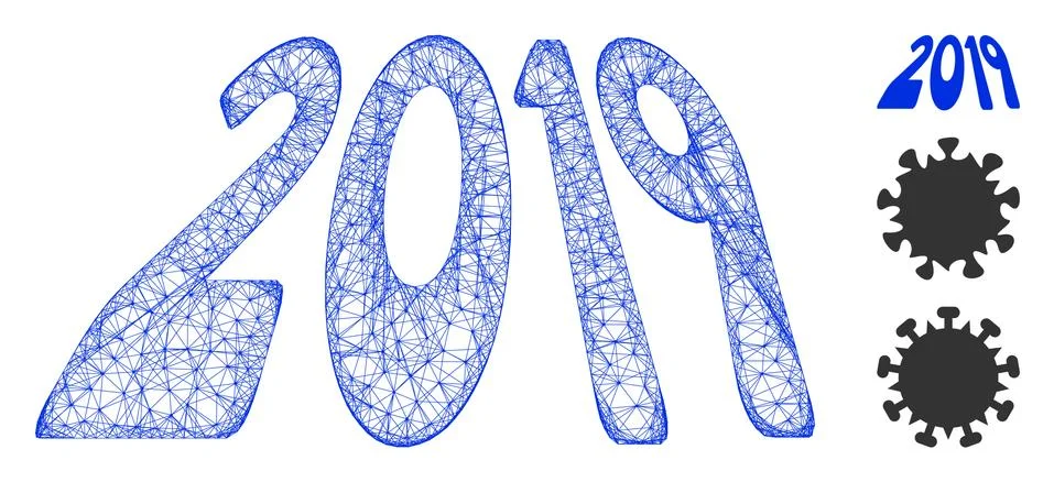 2019 Perspective Text Polygonal Web Vector Mesh Illustration 스톡 일러스트