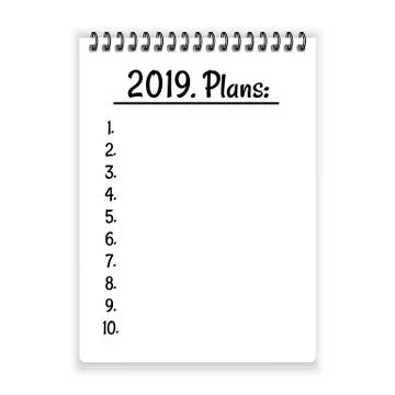 2019 plans on notebook paper vector Stock Illustration