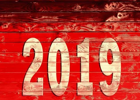 2019 on red panel Stock Photos