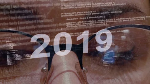 2019 text on background of female developer Stock-Footage 106664942