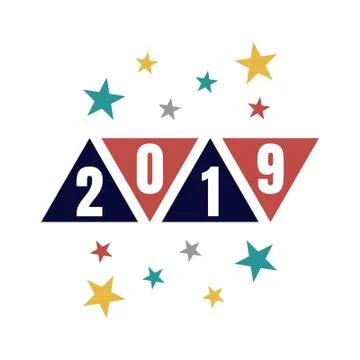 2019 text design Illustrazione stock