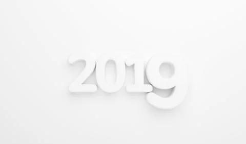2019 white wall design 3d rendering Stock Illustration
