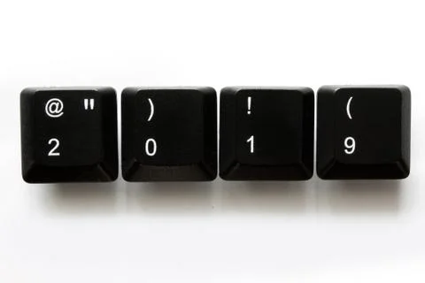 2019 year on computer keyboard keys Stock Photos