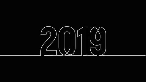 2019 year continuous single one line art drawing animation numbers video Video stock 313394200