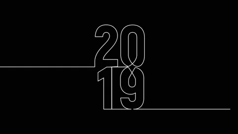 2019 year continuous single one line art animation vertically numbers video 스톡 동영상 314561370