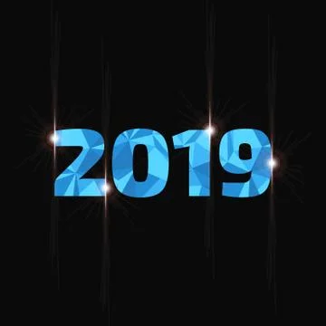 2019 year low poly sign Stock Illustration