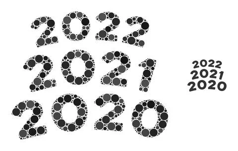 2020 - 2021 Arc Texts Composition of Round Dots Illustrazione stock