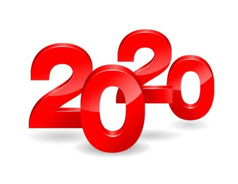 2020 in 3D red digits Stock Illustration