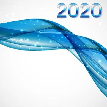 2020 Abstract Vector Illustration of New Year on Background of colored waves Stock Illustration