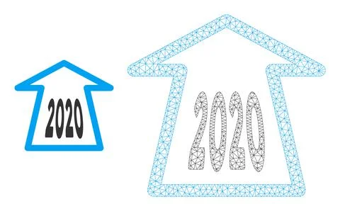 2020 Ahead Arrow Vector Mesh 2D Model Illustrazione stock