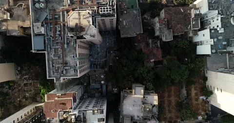 2020 Beirut port explosion: aftermath top down view directly above Stock Footage 137360232