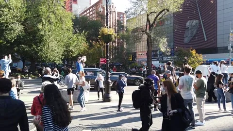 2020 Biden election victory celebration in NYC Stock Footage 147645341