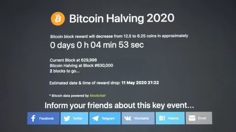 2020, Bitcoin Halving Countdown Screen, Zoom In, Time-lapse from 5 min Stock Footage 130150240