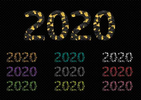 2020 Broken colored numbers Stock Illustration