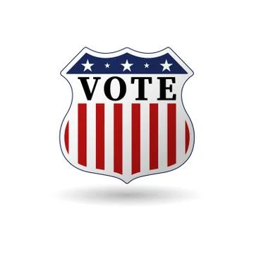 2020 campaign election pin button or badge with patriotic stars and stripes Stock Illustration