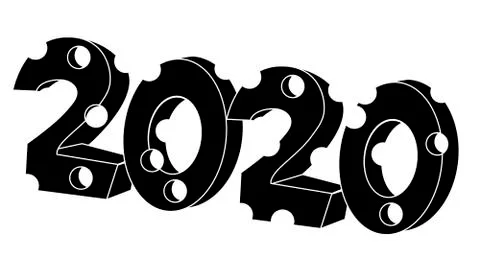 2020 in cheese shape year of the rat . Isolated vector illustration Stock Illustration