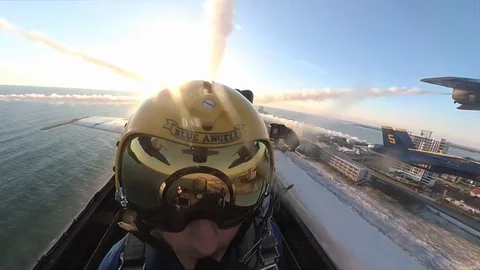 2020 Cockpit view U.S. Navy Blue Angels final flight F/A-18 A/B/C/D Legacy Stock Footage 143773340