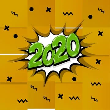 2020 comic text calendar template pop art Stock Illustration