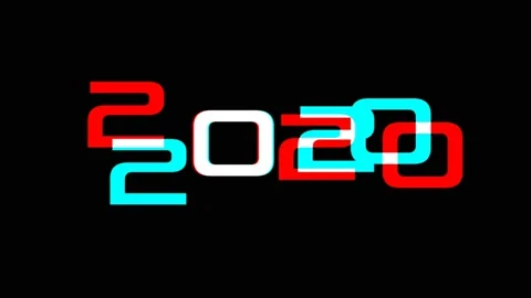 2020 countdown from ten to zero, GLITCH trendy retro style Stock Footage 119220319