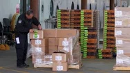 2020 - Customs And Border Patrol Agents Inspect Cargo At The Us Mexico Border Stock Footage