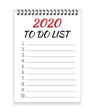 2020 to do list. Open spiral notebook paper vector background Stock Illustration