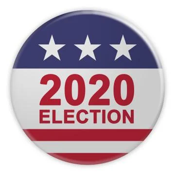2020 Election Button With US Flag, 3d illustration On White Stock Illustration