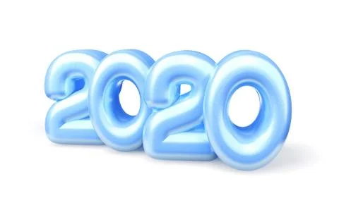 2020 figures of ice isolated on white background. A new 2020 year figures. 3d Stock Illustration