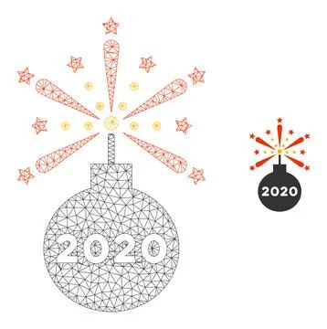2020 Fireworks Detonator Vector Mesh 2D Model Illustrazione stock