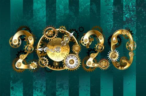 2020 with gears Stock Illustration