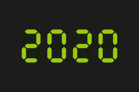 2020 green digital text. Stock Illustration