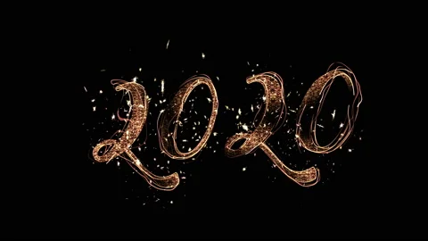 2020 Happy New Year Text with glitter and sparks isolated on black background Stock Footage 119736265