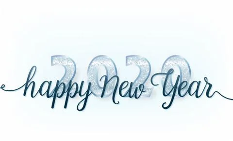 2020 Happy New Year vector background with big golden glitter numbers and text Stock Illustration