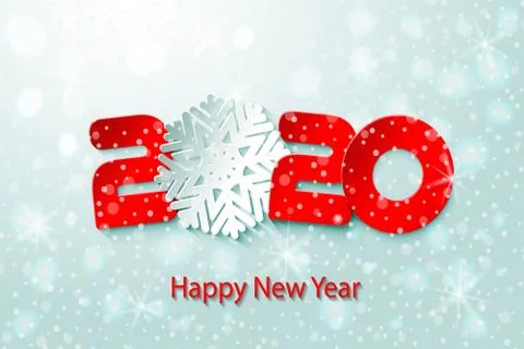 2020 Happy New Year with winter background. Vector Stock Illustration