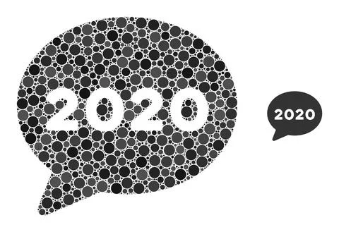 2020 Message Cloud Mosaic of Circle Points Stock Illustration