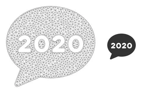 2020 Message Cloud Vector Mesh Carcass Model Illustrazione stock