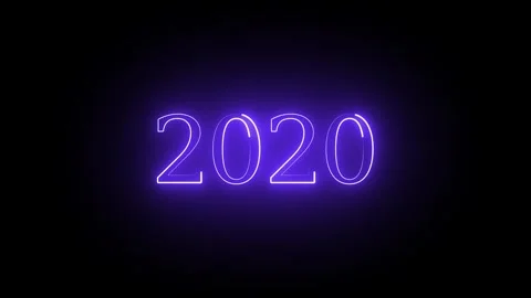 2020 neon line text. Abstract 2020 neon text animation, Glowing neon number.. Stock Footage 337831522