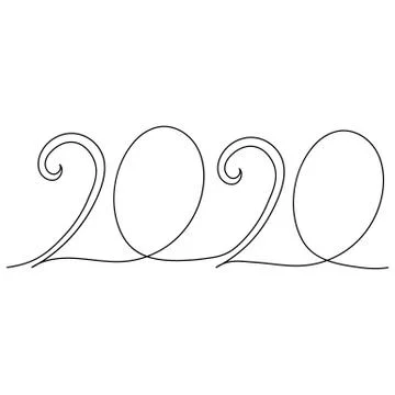 2020 New Year continuous line art. Stock Illustration