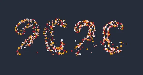 2020 New Year numbers write. Warm colorful low poly particles. Alpha channel Video stock 121652569