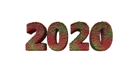 2020 New Year text made from leaves with wind blowing against white Stock Footage 117796570