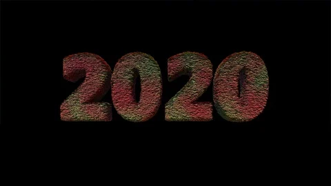 2020 New Year text made from leaves with wind blowing against black Stock Footage 120244997
