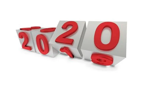 2020 number flips on cubes. New Year Illustrazione stock