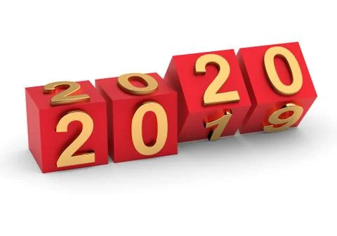 2020 number flips on cubes. New Year Stock Illustration