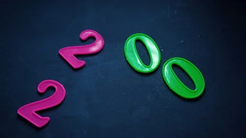 2020 numbers falling close up Stock Footage 121839244