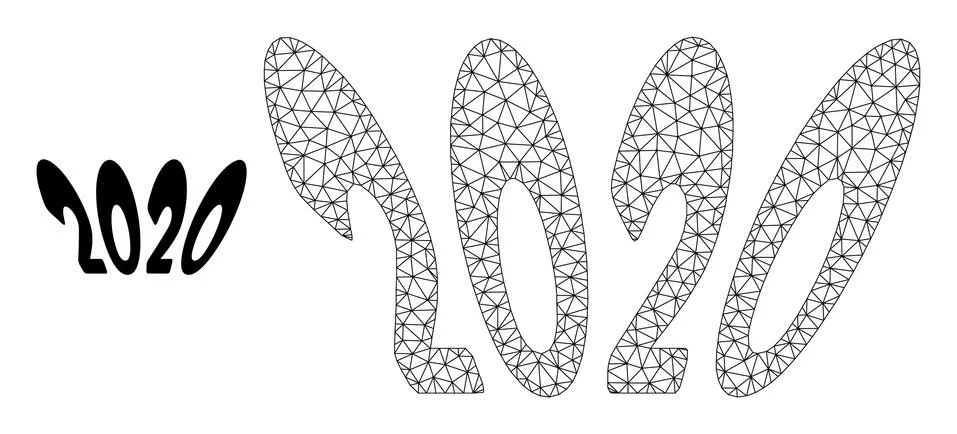 2020 Perspective Text Vector Mesh 2D Model Stock Illustration