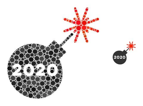 2020 Petard Composition of Circle Pixels Stock Illustration